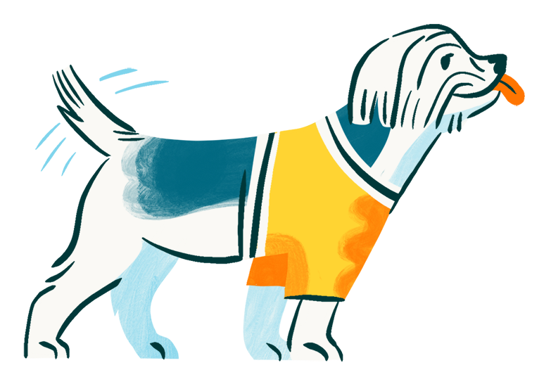 Illustration of a dog wagging its tail